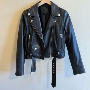 DSTLD Genuine Leather Moto Biker Jacket